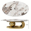 Modern Marble Coffee Table with Metallic Orb Base