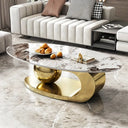 Modern Marble Coffee Table with Metallic Orb Base