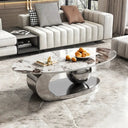 Modern Marble Coffee Table with Metallic Orb Base