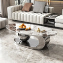 Modern Marble Coffee Table with Metallic Orb Base