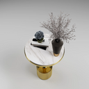 Modern Ceramic and Gold Side Table