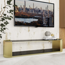 Modern Black Glass and Gold TV Stand