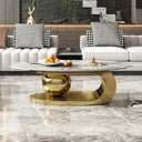 Modern Marble Coffee Table with Metallic Orb Base