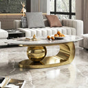 Modern Marble Coffee Table with Metallic Orb Base