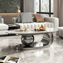 Modern Marble Coffee Table with Metallic Orb Base